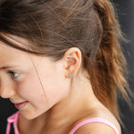 Petite flower flat back stud earring for kids