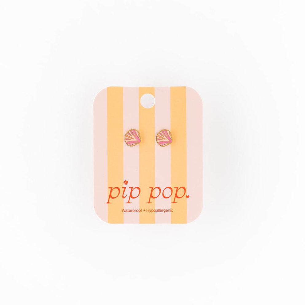 Striped product packaging with 'pip pop' branding on a white background