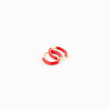 Cherries Charm + Red Enamel Hoop Set