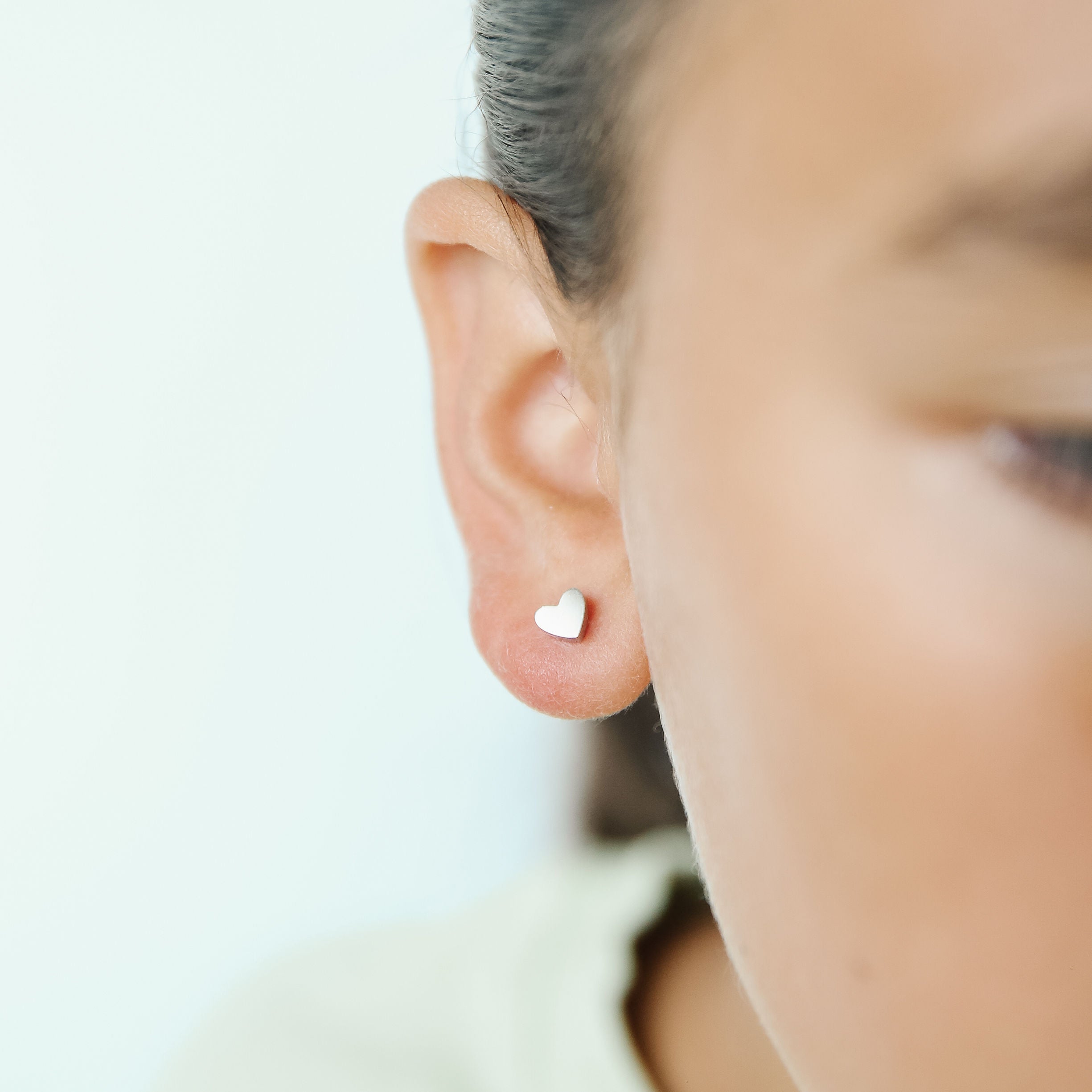 Small Sterling Silver Heart Stud Earrings Minimal Studs - Etsy | Heart  earrings studs, Tiny heart earrings, Heart studs